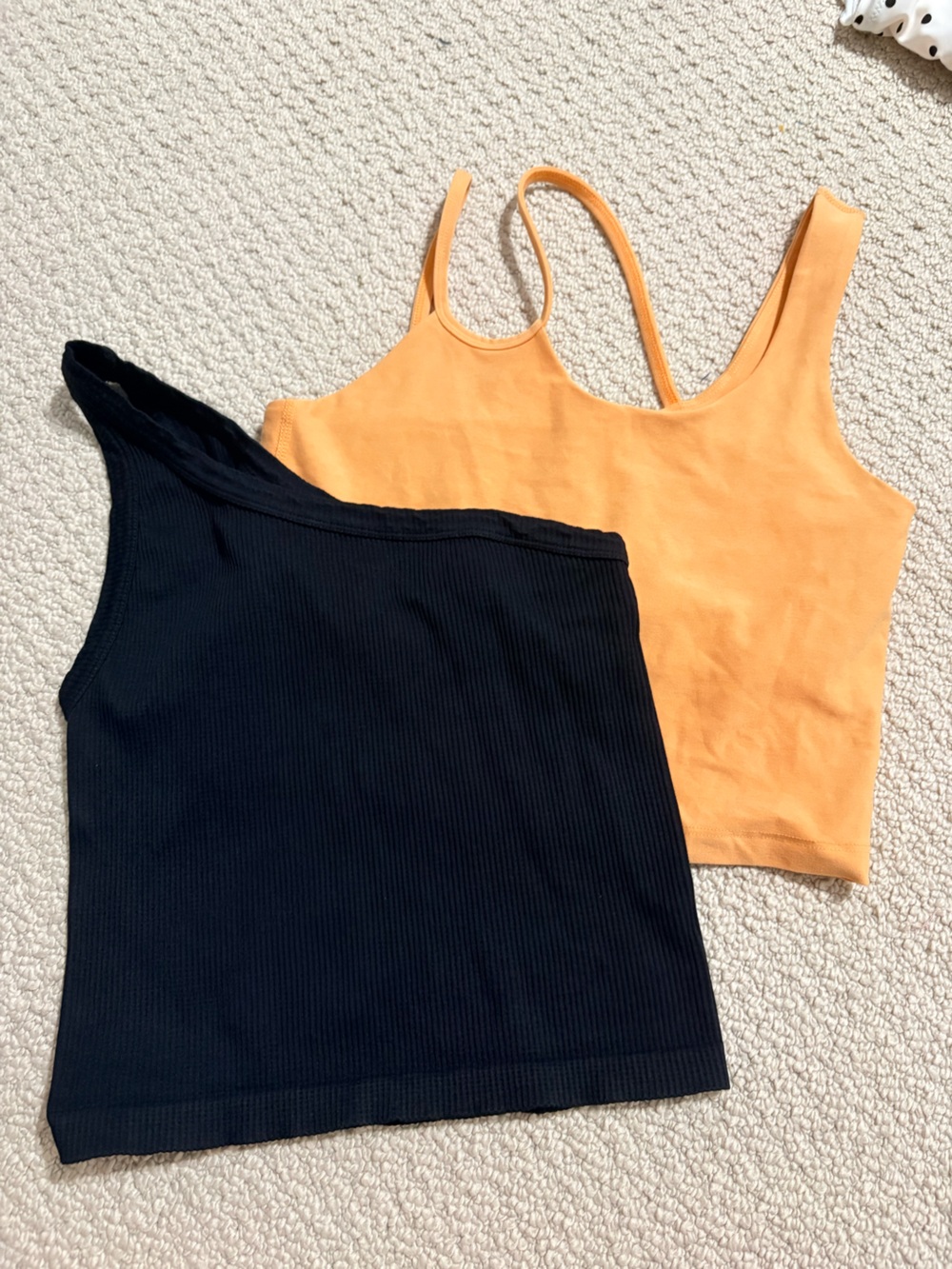 Black Ribbed Tank + Peach Cropped Tank Duo